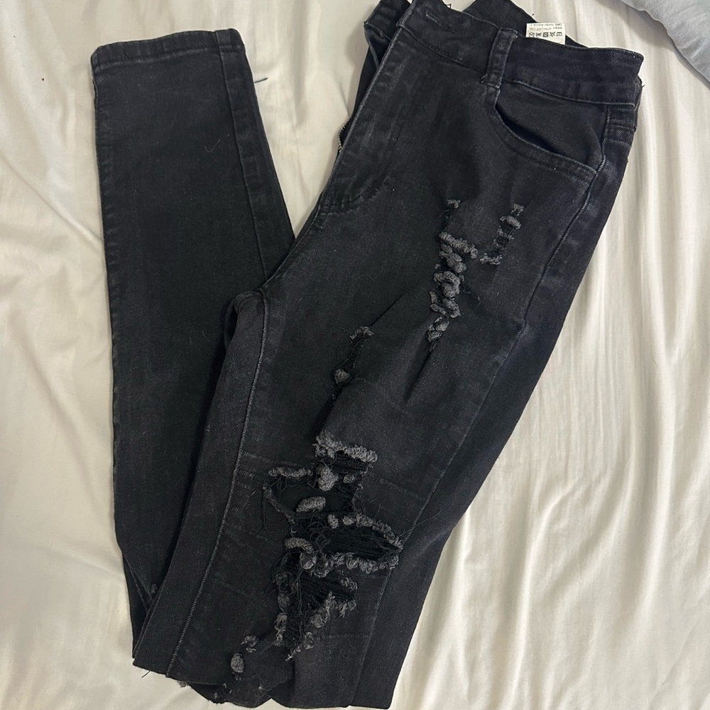 SHEIN Black Distressed Women Jeans